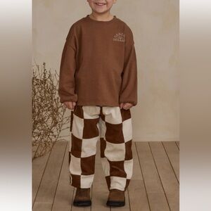 Rylee + Cru Baggy Cord Pant in Saddle Check